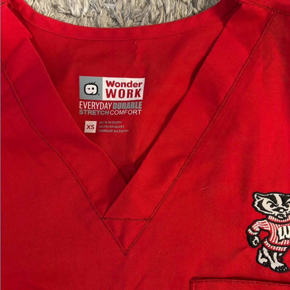 WonderWink Red Scrub Top